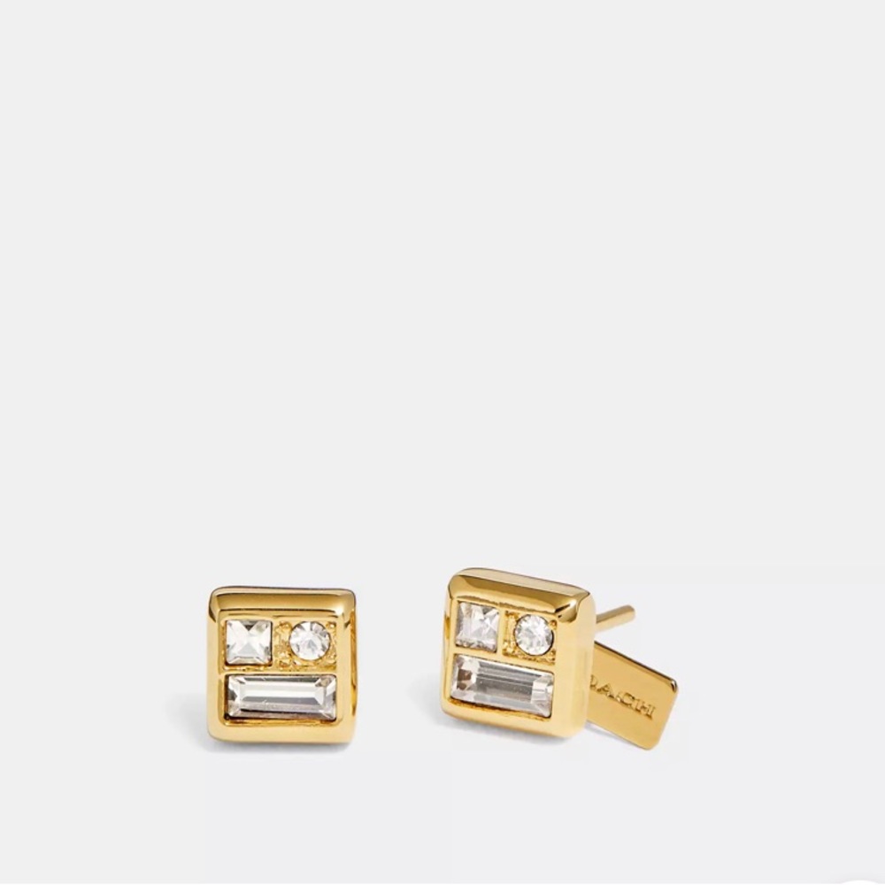 🔥COACH ANTIQUE CRYSTAL STUD EARRINGS NWT